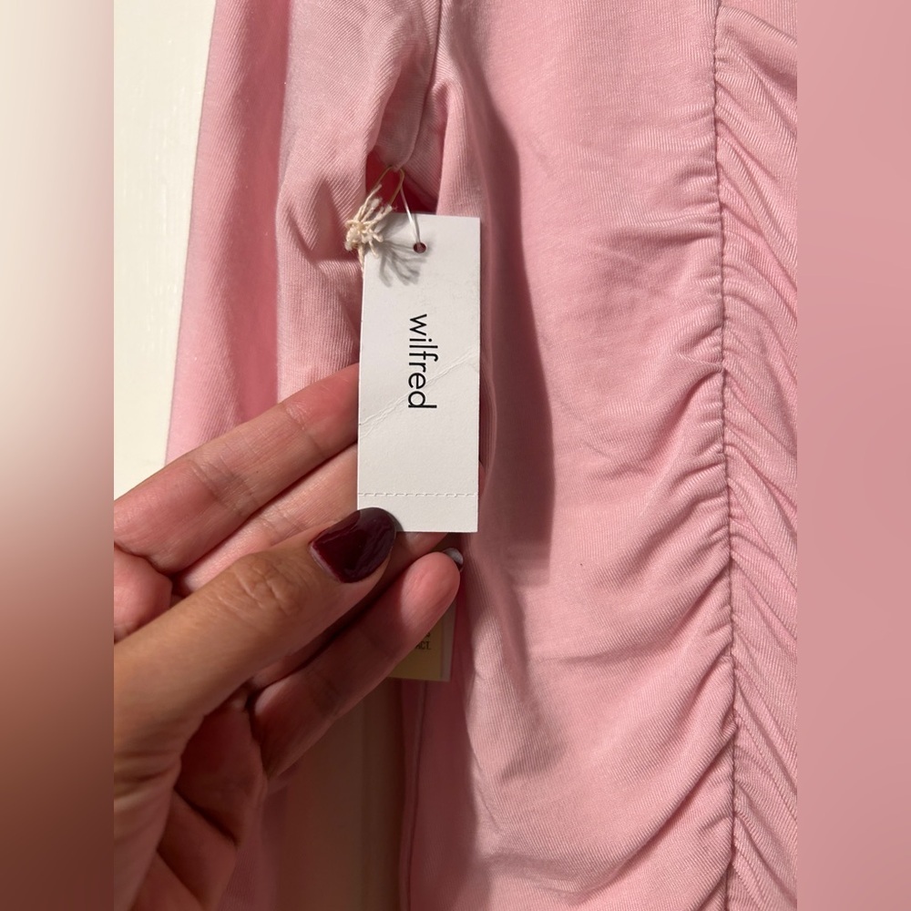NWT Aritzia Wilfred Lydia Square Neck Ruched Top in Poetic Pink- Size Large - Picture 9 of 15